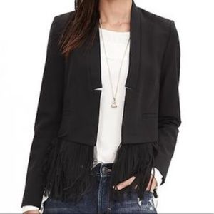 Banana Republic Women's Blazer - Black with Fringe